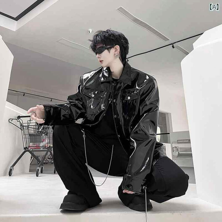 楽天市場】レザージャケット ロック メンズ 韓国 ストリート ブラック 