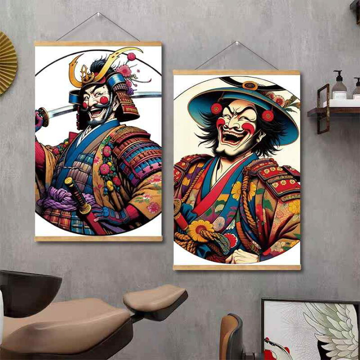 楽天市場】掛け軸 武者絵 掛け絵 絵画 壁掛け 壁面アート 木製フレーム 