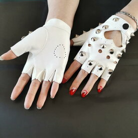 ハーフフィンガー グローブ 手袋 スタッズ レディース 楽器 おしゃれ パフォーマンス ドラム ダンス コスチューム ミュージック ステージ ファッションアイテム クール バイカー