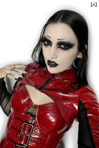 レザージャケット パンク ロック レディース パテント ストリート PVC 長袖 短め 春 セクシー ゴシック トップス 革 アウトドア コスチューム ファッション