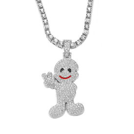 ネックレス おもしろ キャラ ユニーク ゴールド シルバー アクセサリー ラッパー ヒップホップ ブルー ラインストーン リトルボーイ 子供 フルビジュー ストリート 外しアイテム ユーモア