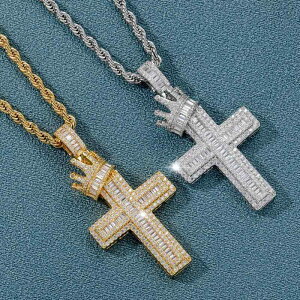 十字架 クロス ペンダント ネックレス メンズ レディース ストリート クラウン 王冠 ジルコニア ヒップホップ スタイル レトロ アクセサリー ワンポイント ファッション アイテム