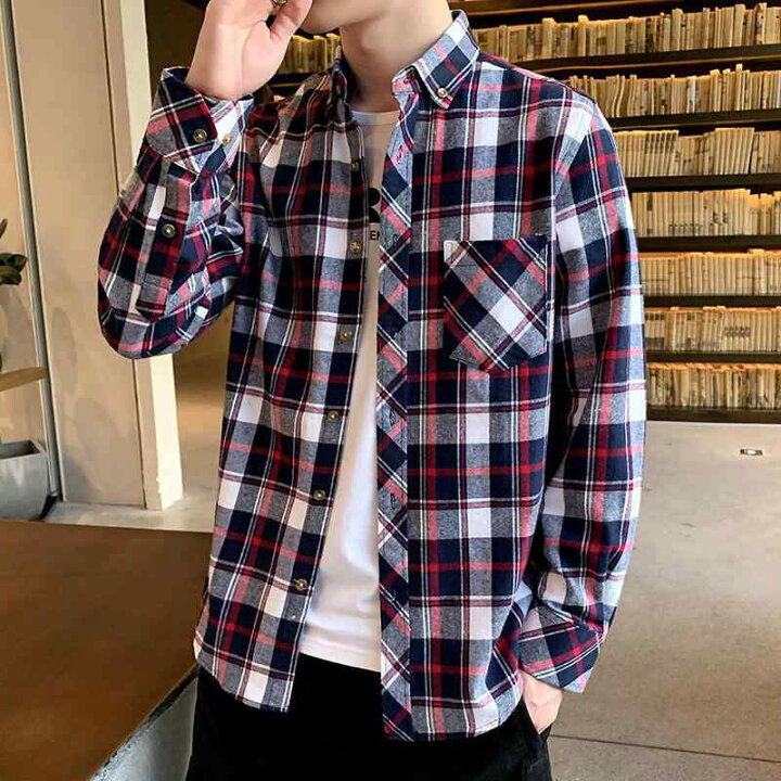 楽天市場】ネルシャツ メンズ チェック柄 長袖 シャツ カラー 男性 服 