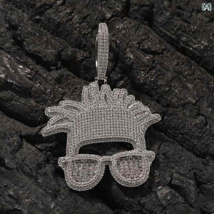 ネックレス ストリート ラッパー ヒップホップ ダーティ 三つ編み メガネ イメージ ペンダント 誇張 メンズ ラップ ラインストーン チェーン デザイン