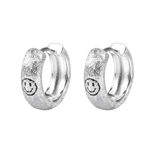 ピアス S925 シルバー スマイリーフェイス メンズ レディース ファッション アクセサリー ヒップホップ ストリート ユニセックス シンプル 白 つや消し プレーン フープ
