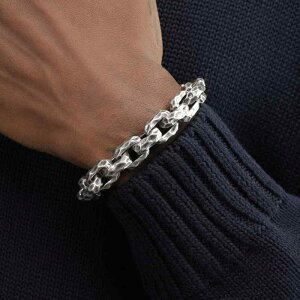 ブレスレット ストリート ヒップホップ ローライダー キラキラ アクセサリー メンズ シルバー チタン メタル風 太めデザイン 耐久性 個性 厚手 ハイエンド プレゼント