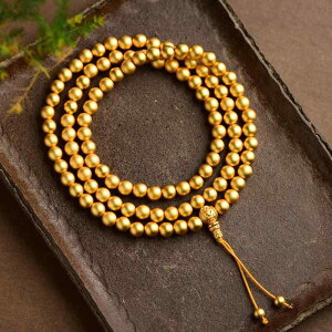 数珠 ブレスレッド ゴールド チェーン 銅 多層 粒 ロザリオ メンズ レディース ギフト プレゼント 輝き カジュアル シック モダン ヴィンテージ