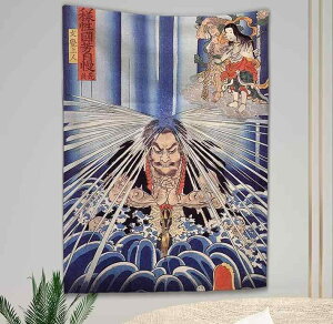 タペストリー インテリア 壁掛け 和風 浮世絵 背景 壁 吊り布 壁布 ベッドサイド 和柄 古風 レトロ タトゥー ショップ 装飾 飾り サムライ 侍 武士 歌舞伎 大きい 大きめ