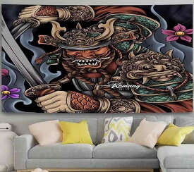 タペストリー 絵画 インテリア 掛け軸 浮世絵 鬼 龍 レトロ 古風 ダーク タトゥー ショップ 不動明王 般若 吊り下げ 布 バー 部屋 ルーム 寝室 赤黒 ゴシック インパクト