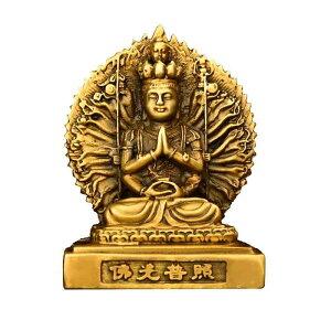 観音菩薩 置物 車内 インテリア 小物 飾り 仏様 銅 千手観音 菩薩 華やか 両面 仏像 守護 像 装飾品 車 装飾 ミニ 造園 ゴールド 金 お守り 見守って 仏教 開運 お祈り インド 和 玄関 ゴージャ