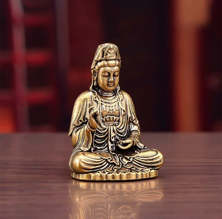 楽天市場】観音菩薩 置物 車内 インテリア 小物 仏教徒 台湾 真鍮 銅 