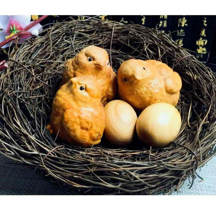 楽天市場】置物 ひよこ 木彫り 卵 装飾品 彫刻 鳥 アヒル ブロンズ 鶏 