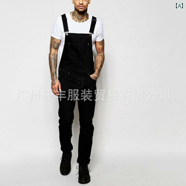 楽天市場】オーバーオール メンズ サロペット ブラックデニム
