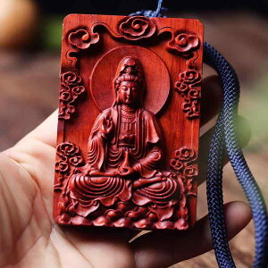 仏教 ペンダント 紫檀 薬師如来 マホガニー 観音 ユニーク シンプル 車内飾りバックミラー お守り ネックレス ユニセックス 伝統的 スピリチュアル 木製
