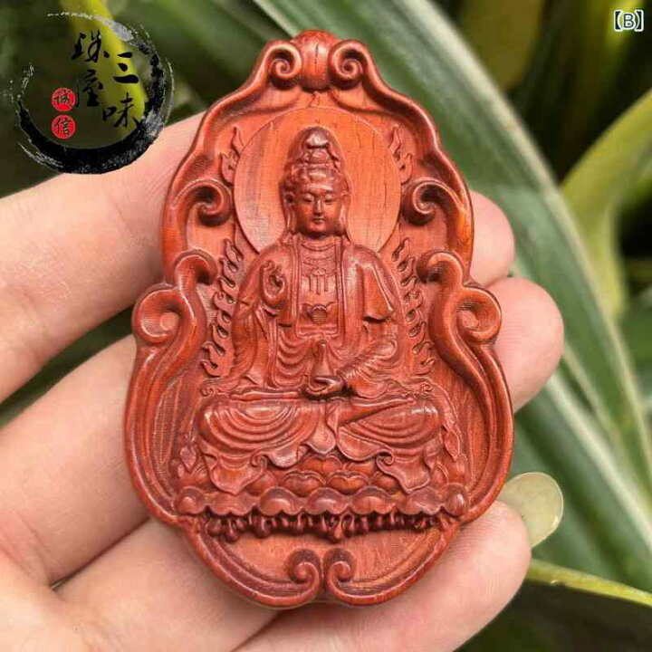 楽天市場】ペンダント 仏教 木彫り 仏像 木製 観音菩薩 ネックレス 