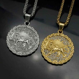 ネックレス ライオン メンズ ペンダント 獣王 アクセサリー ラウンド ステンレス コイン クラシック エレガント カジュアル ファッション アクセント ヴィンテージ ルネサンス ギフト