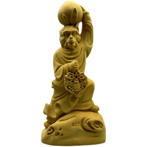 猿 置物 フィギュア インテリア プレゼント 雑貨 幸運 彫刻 長寿 干支 装飾品 リビング 縁起物 木彫り チャイナ風 デコレーション シンボル 工芸品