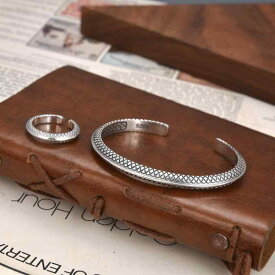 バングル アクセサリー S925 シルバー 個性的 ドラゴン ブレスレット 幅6m リング レトロ 韓国 重厚 デイリーユース