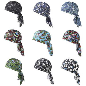 ドゥーラグ キャップ ターバン 海賊 帽子 バンダナ 頭巾 スカル 迷彩 デザイン パイレーツスタイル ストリートキャップ 伸縮性 通気性 ステージ スポーツ アウトドア キャンプ