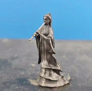 置物 ミニチュア フィギュア フルート 演奏 天女 羽衣 ミニサイズ レトロ 小さい 装飾品 彫刻 中国 真鍮製 銅製 ヴィンテージライク 盆栽 水槽 造園