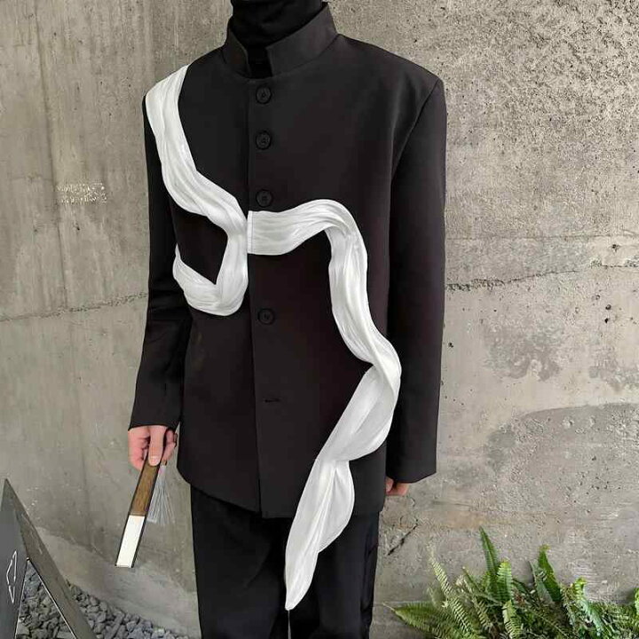楽天市場】テーラードジャケット メンズ 個性的 立体リボン アクセント 