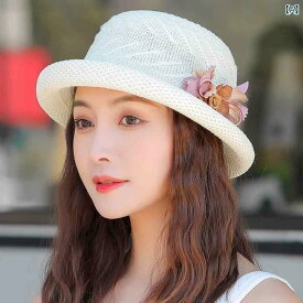 帽子 レディース バケットハット 編み込み リボン つば広 UVカット 紫外線対策 日焼け防止 遮光 サイズ調整可能 ポリエステル 春夏