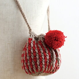 編み物 キット ボーダー ポシェット A 編み図付 8W-2001 キッズ 手作りキット 手編みキット かぎ針 編み かぎ針編み 子供 こども キッズ ベビー 手編み 手作り 手芸 毛糸 赤 レッド やわらかラム 横田 ダルマ daruma 手芸の山久