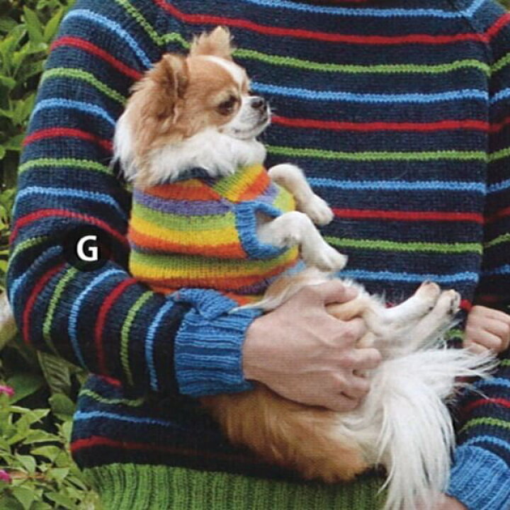 編み図付き キット N-1469G 犬用ボーダープル 小型犬 ペット用 犬服 ハマナカ 編み物 手作りキット hama : 手芸の山久