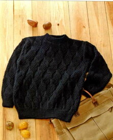 編み物 キット ネイビーカラーの地模様メンズプル 編み図付き 手作りキット ハマナカ hama 手芸の山久