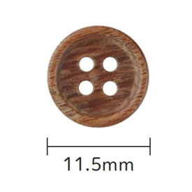 ボタン ウッドボタン 合板 シャツ用 4つ穴 11.5mm 3枚単位 NWN36 シャツボタン ネコポス可 kiyo 手芸の山久