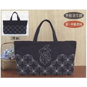 刺し子キット ミニトートバッグ うさぎと花菱 SK-310 オリムパス 手芸の山久