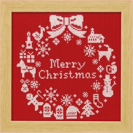 刺繍キット クリスマスリース(レッド) X-100 額 クロス・ステッチキット クリスマス 手芸キット 飾り 手作りキット 壁掛け オリムパス
