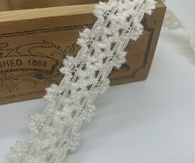【日本製】モールストレッチレース 25mm巾 アイボリー No.co2002 国産 両山 手芸 両スカラ ハンドメイド