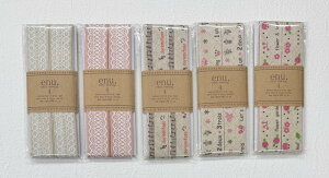 【CAPTAIN88】キャプテン CP148 enu.4 プリントバイアステープ 両折 22mm巾×2m 5色 《日本製 国産 手芸 レース柄 花柄 音符柄 バレエ柄 入園入学 可愛い》