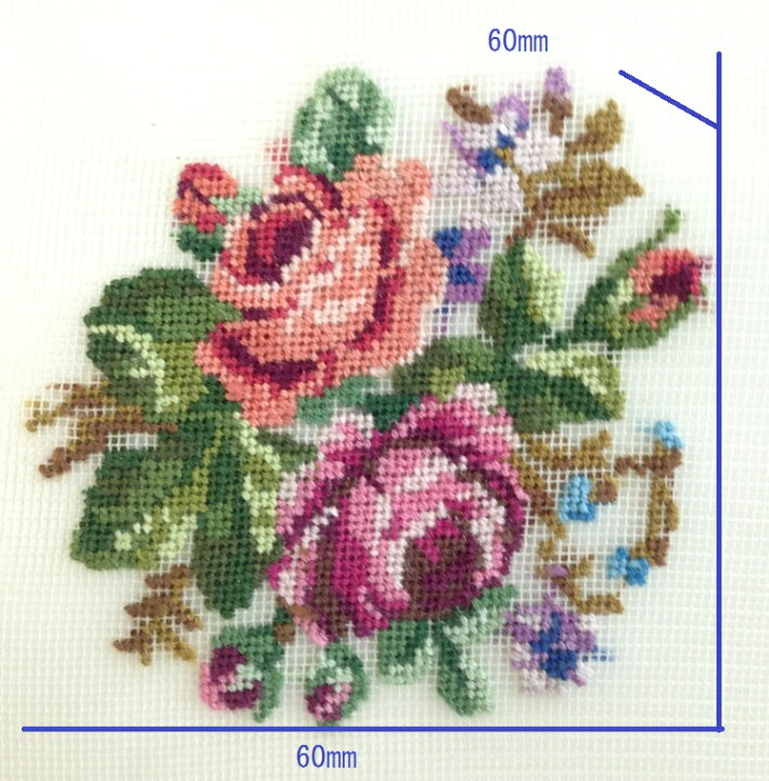 楽天市場】プチポワン刺繍 バラ柄 約60mm×約60mm 基布:オフホワイト No 