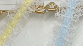 [在庫限り/お買い得品]【日本製】リボン通し風 両サイドフリルラッセルレース 約28mm巾 No.YMD-12432RB《両山 フリルレース ギャザーレース タックレース 国産 両スカラ 推しカラー 推し活 リボンテープ レースリボン 手芸 デコレーション 可愛い ハンドメイド 特価》