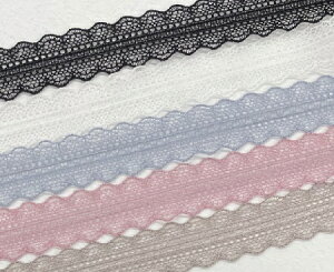 【日本製】両山ストレッチレース 約23mm巾 全5色 No.GX0097 両スカラ 国産 レースリボン 手芸 ハンドメイド