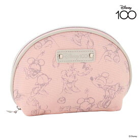 【SALE ￥1320→￥550】58％OFF！ディズニー シェル型ポーチ（パッケージ入り） ミニーマウス ラフスケッチ ピンク Disney100 | ミニー メイクポーチ かわいい コスメポーチ 化粧ポーチ キャラクター 小物入れ プレゼント 化粧 ギフトレディース