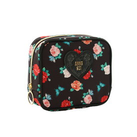 アナスイ　スクエアポーチ　ハートプレート　0002　ブラック | ポーチ ブランド レディース ギフト プレゼント 女性 プチギフト 退職祝い お礼 かわいい 可愛い グッズ おしゃれ 雑貨 お返し 小物入れ 誕生日 誕生日プレゼント 敬老の日 持ち運び コスメポーチ