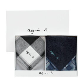 【ブランドギフトBOX入り】　アニエスベー　メンズ スマホ・メガネ拭き ハンカチ & 表ガーゼ・裏タオルハンカチ | agnes b. アニエス ハンカチ タオルハンカチ ハンドタオル ハンカチタオル ブランド 退職祝い プレゼント プチギフト ギフト ブランドハンカチ 誕生日お礼