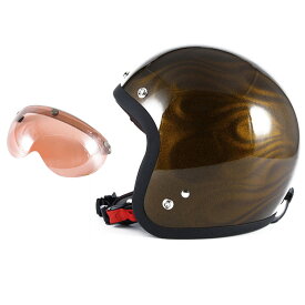 72JAM デザイナーズジェットヘルメット [JG-15] 開閉シールド付き [APS-05]GHOST FLAME ゴーストフレイム ゴールド [ゴールドグロス仕上げ]FREEサイズ(57-60cm未満) メンズ レディース 兼用品 SG規格 全排気量対応