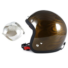 72JAM デザイナーズジェットヘルメット [JG-15] 開閉シールド付き [JCBN-02]GHOST FLAME ゴーストフレイム ゴールド [ゴールドグロス仕上げ]FREEサイズ(57-60cm未満) メンズ レディース 兼用品 SG規格 全排気量対応