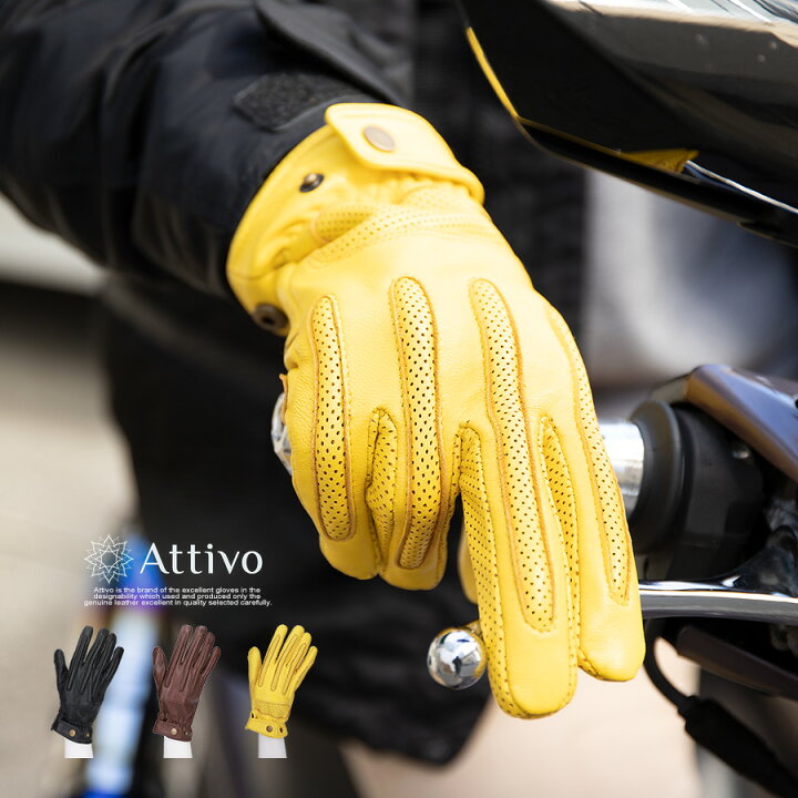 楽天市場 Attivo アッティーヴォ ゴートスキン オールシーズン パンチングレザー ライディングローブ スマートフォン対応 ブラックのみ 男性用 全3色 3サイズ 山羊革 裏地有り メンズ バイク アメリカン ハーレー 車 ドライビンググローブ 手袋 通年 Atam081 D