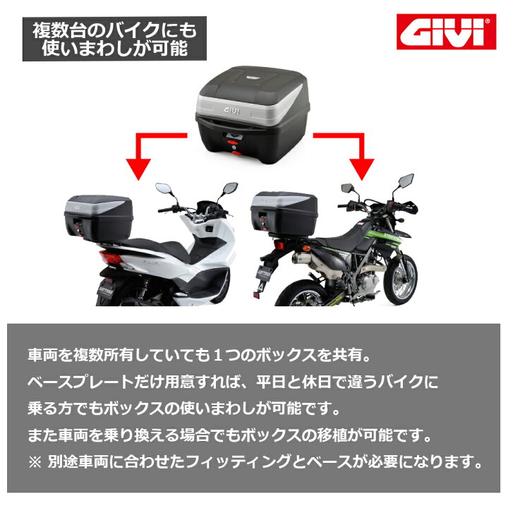 楽天市場】GIVI ジビ バイク用 リアボックス 43L 未塗装ブラック モノ 