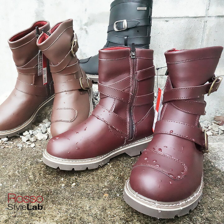 楽天市場 レディース バイク用 防水 レインブーツ Rosso Stylelab ロッソスタイルラボ Rob 1 3カラー 6サイズ 女性用 ライディングブーツ エンジニアブーツオートバイ 通勤 通学 黒 茶 通年 D ハンドルキング