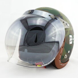 【開閉式シールド付きセット】スモールジェットヘルメット ハンドステッチ仕上げ NEO VINTAGE SERIES VT-11 ARMY AB-88 迷彩 [ウッドランド迷彩+JCBN-05]FREEサイズ(57-60cm) メンズ レディース 兼用品 SG規格、全排気量対応 バイク用