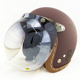 【開閉式シールド付きセット】 スモールジェットヘルメット ハンドステッチ仕上げ NEO VINTAGE SERIES VT-11 AMERICAN VINTAGE KOR クロス バーガンディ×ブラック+JCBN-03 FREEサイズ(57-60cm) メンズ レディース 兼用品 SG規格、全排気量対応 バイク用