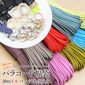 【お買い物マラソン開催中！まとめ買いクーポンでお得に】福袋 新色 パラコード 4mm 30m パラシュートコード テントロープ ガイドロープ 手芸 7芯 プレゼント キット ハンドメイド ブレスレット 犬 リード キャンプ用品 パステル セット ひも アウトドア アクセサリーパーツ