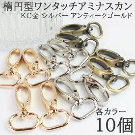 【店内10％OFF＆P最大22倍!15日まで限定!】ナスカン 楕円型 ワンタッチ アミナスカン 10個セット キーホルダー バッグチャーム パラコードクラフト ハンドメイド アクセサリーパーツ 素材 合金製