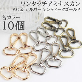 【本日限定P10倍！0の日！SALE開催中！】ワンタッチアミナスカン 10個セット 高級感あるキーホルダーパーツ スマホショルダー バッグチャーム パラコードクラフトにも対応 アクセサリー制作 ハンドメイド用パーツ
